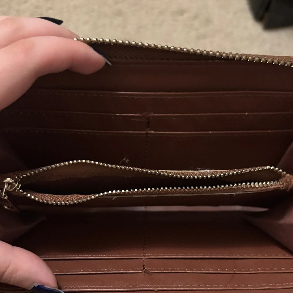 BCBG Brown Croc-Embossed Zip-Around Wallet with Gold Plate